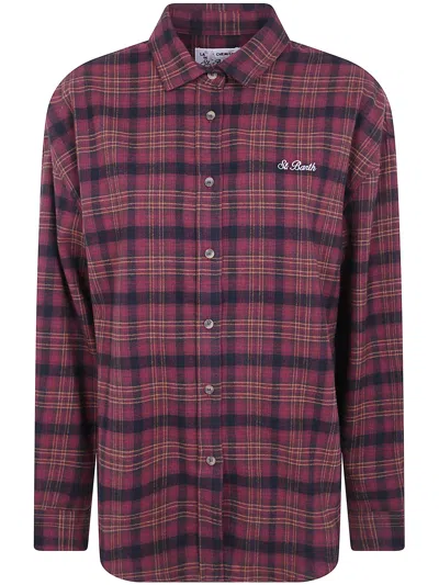 Mc2 Saint Barth Lully Cotton Flannel Shirt With Hello Kitty-embroidery Special Edition In Multi