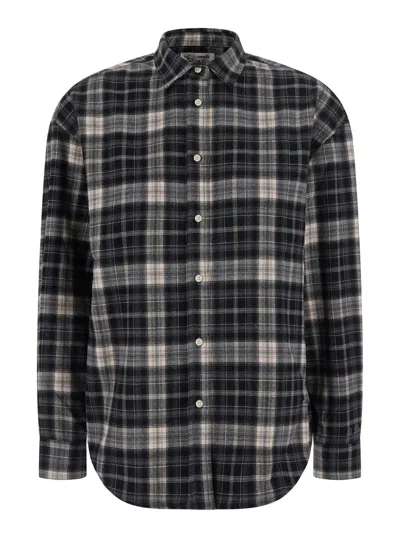 Mc2 Saint Barth Flannel Tartan Button-front Shirt With Long Sleeves In Multi