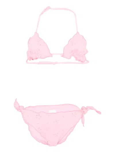Mc2 Saint Barth Kids' Floral Bikini In Pink