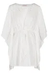 Mc2 Saint Barth Floral Cut-out Cotton Round Neck Caftan