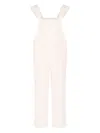 Mc2 Saint Barth White Dungarees For Girl With Flowers In White