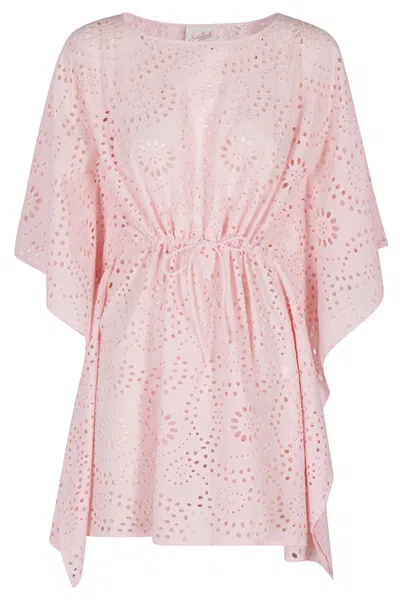 Mc2 Saint Barth Floral Cut-out Round Neck Kaftan In Pink