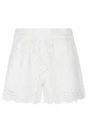 Mc2 Saint Barth Floral Cut-out White Shorts In White