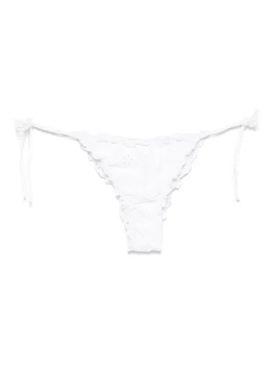 Mc2 Saint Barth Floral-embroidered Bikini Briefs In White