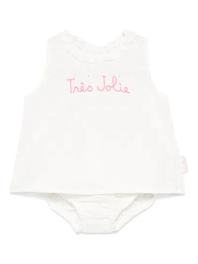 Mc2 Saint Barth Babies' Floral-embroidered Blouse In White
