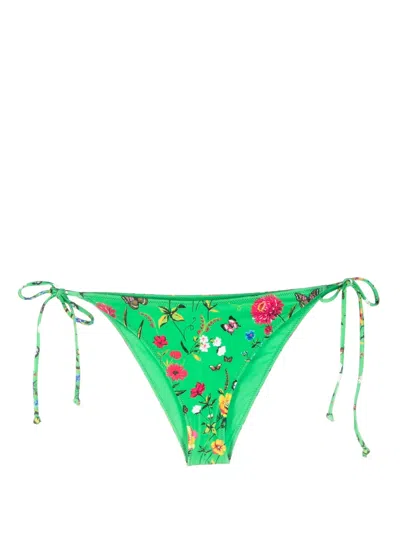 Mc2 Saint Barth Floral-print Bikini Bottoms In Grün
