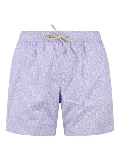 Mc2 Saint Barth Floral-print Swim Shorts In Purple