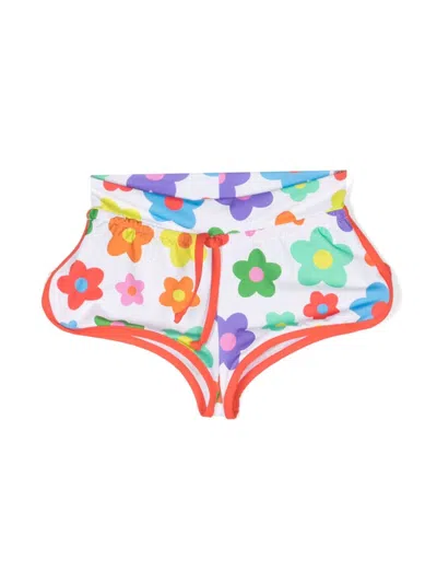 Mc2 Saint Barth Kids' Floral-print Swim Shorts In White