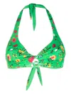 Mc2 Saint Barth Floral-print Twist Bikini Top In Grün
