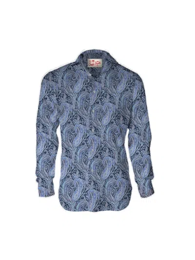 Mc2 Saint Barth Floral Printed Curved Hem Shirt In Blue