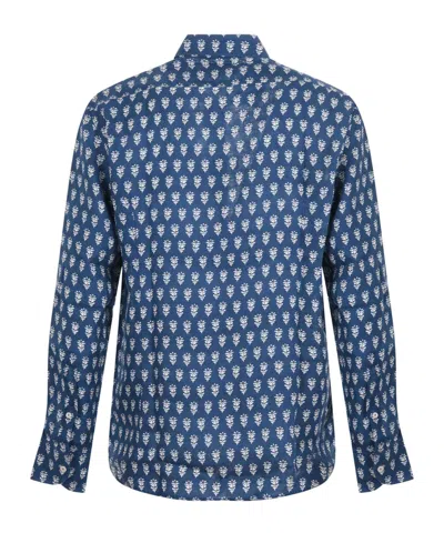 Mc2 Saint Barth Floral Printed Curved Hem Shirt In Blue
