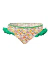 Mc2 Saint Barth Floral Ruffled Bikini Bottom In Yellow