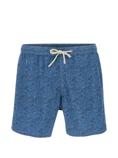 Mc2 Saint Barth Floral-print Drawstring Swim Shorts In Blue