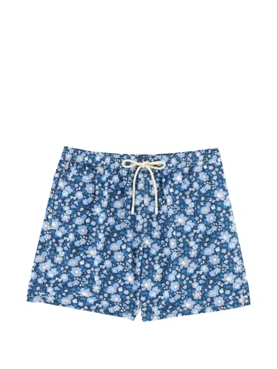 Mc2 Saint Barth Floral-print Drawstring Swim Shorts In Blue