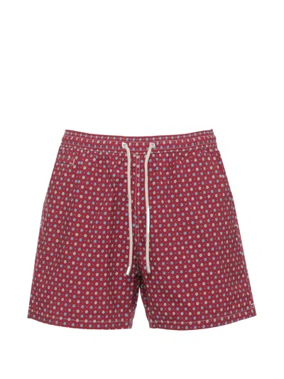 Mc2 Saint Barth Floral-print Drawstring Swim Shorts In Red