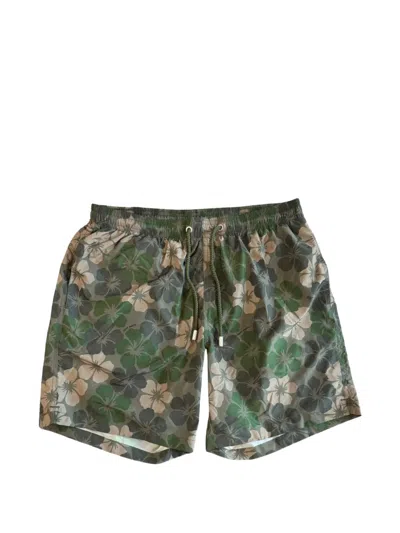 Mc2 Saint Barth Floral-print Drawstring-waist Swim Shorts In Green
