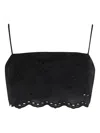 Mc2 Saint Barth Florida Broderie Anglaise Top In Black