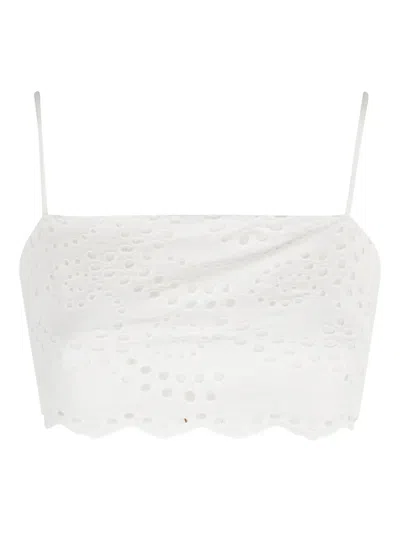 Mc2 Saint Barth Florida Broderie Anglaise Top In White