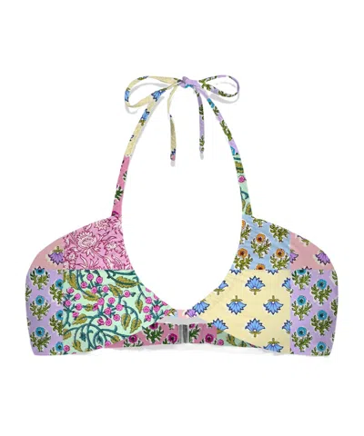 Mc2 Saint Barth Flower Patch Triangle Swimsuit In Multicolor