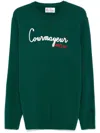 Mc2 Saint Barth Man Blended Cashmere Sweater With Sun Moritz Embroidery In Green