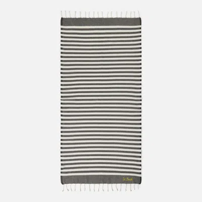 Mc2 Saint Barth Fouta Classic Honeycomb With Striped In Black