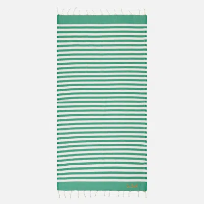 Mc2 Saint Barth Fouta Classic Honeycomb With White And Green Stripes