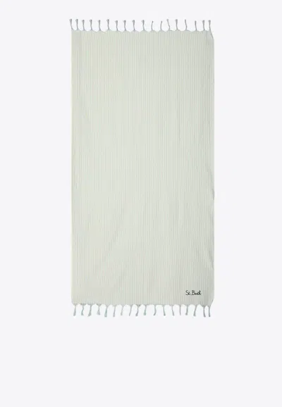 Mc2 Saint Barth Fouta Striped Logo Beach Towel