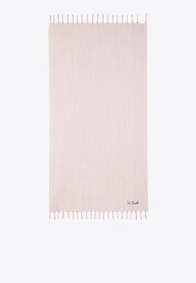 Mc2 Saint Barth Fouta Striped Logo Beach Towel