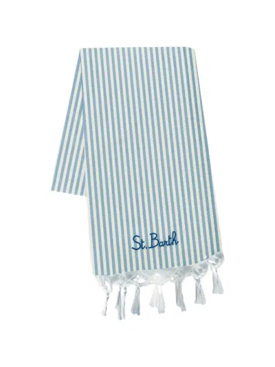 Mc2 Saint Barth Fouta Striped-pattern Beach Towel In Blue