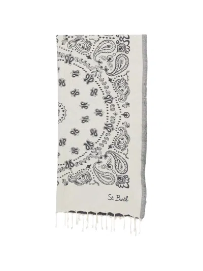 Mc2 Saint Barth Foutas Bandana Jacquard Beach Towel In White
