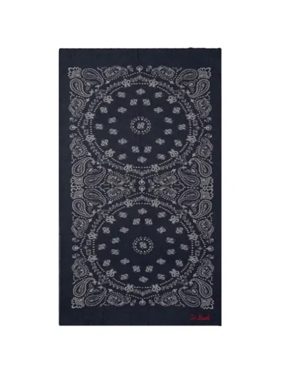 Mc2 Saint Barth Foutas Bandana-jacquard Beach Towel In Black