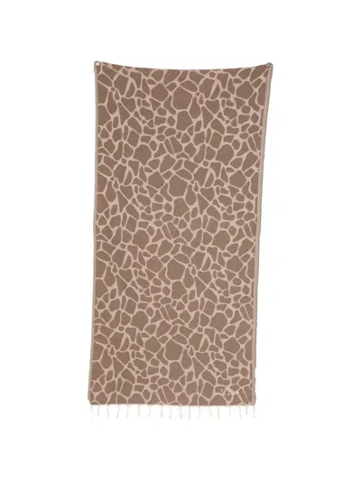 Mc2 Saint Barth Foutas Giraffe-print Fringed Beach Towel In Brown