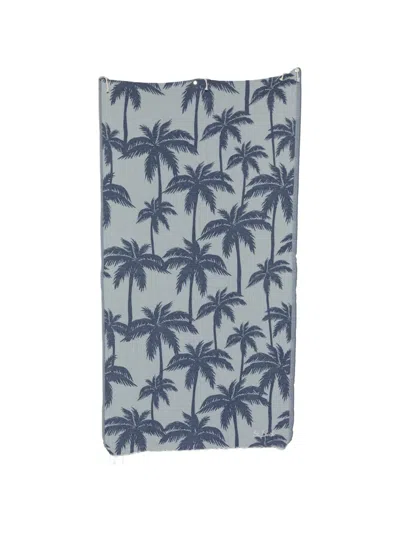 Mc2 Saint Barth Foutas J N Palm-tree Fringed Beach Towel In Blue
