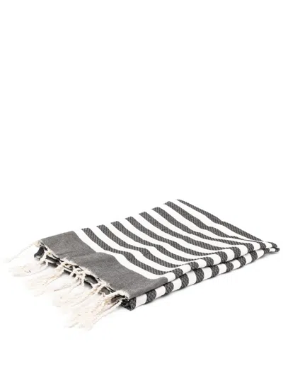 Mc2 Saint Barth Foutas Striped Beach Towel In Black