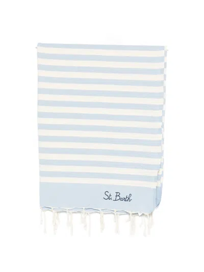 Mc2 Saint Barth Foutas Striped Beach Towel In Blue