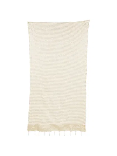 Mc2 Saint Barth Foutas Striped Beach Towel In Neutral