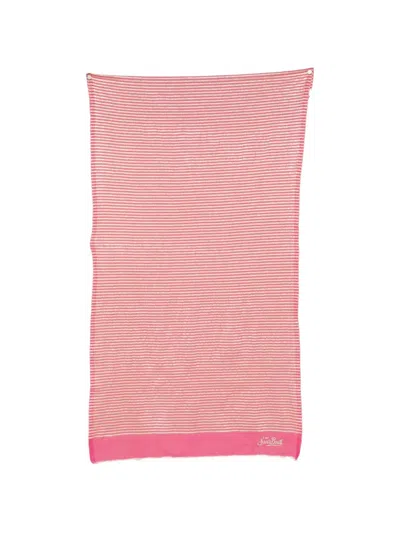 Mc2 Saint Barth Foutas Striped Fringed Beach Towel In Pink