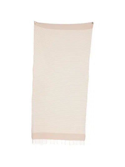 Mc2 Saint Barth Foutas Stripe-pattern Fringed Beach Towel In Neutral