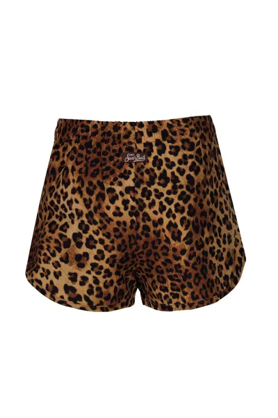 Mc2 Saint Barth Kids' Francie String Short With Leopard Prints In Brown
