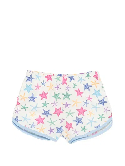 Mc2 Saint Barth Kids' Francie String Starfish-print Swim Shorts In Blue