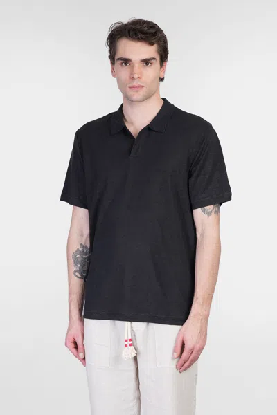MC2 SAINT BARTH FRASER POLO IN BLACK LINEN
