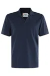 Mc2 Saint Barth Classic V-neck Polo Shirt With Short Sleeves In Blue