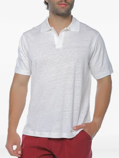 Mc2 Saint Barth Fraser V-neck Collared T-shirt In White