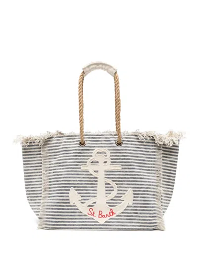 Mc2 Saint Barth Frayed Beach Bag In Gray