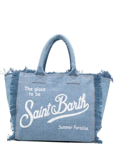 Mc2 Saint Barth Frayed-detail Tote Bag In Blue