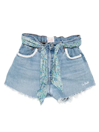 Mc2 Saint Barth Frayed-hem Belted Shorts