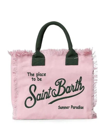 Mc2 Saint Barth Frayed Logo-print Tote Bag In Pink