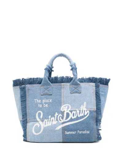 Mc2 Saint Barth Frayed Patchwork Tote Bag In Blue
