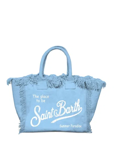 Mc2 Saint Barth Fringed Beach Bag In Blue