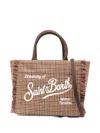 Mc2 Saint Barth Check-pattern Vanity Mini Wool Tote Bag In Brown